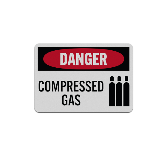 Compressed Gas Warning Aluminum Sign (Reflective)