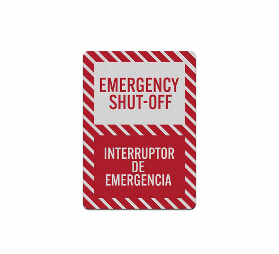 Bilingual Emergency Shut Off Aluminum Sign (Reflective)