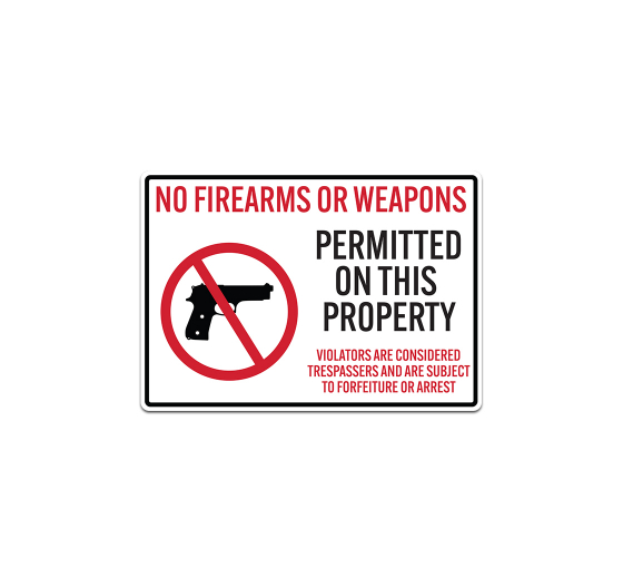 No Firearms, Weapons Decal (Non Reflective)