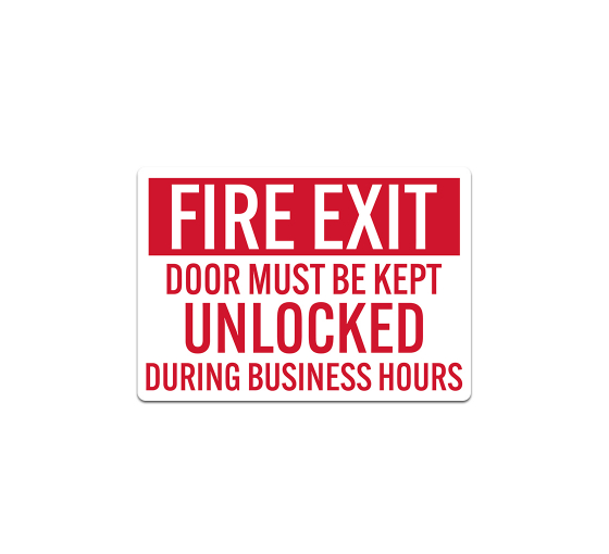 Fire Exit, Keep Door Unlocked Decal (Non Reflective)