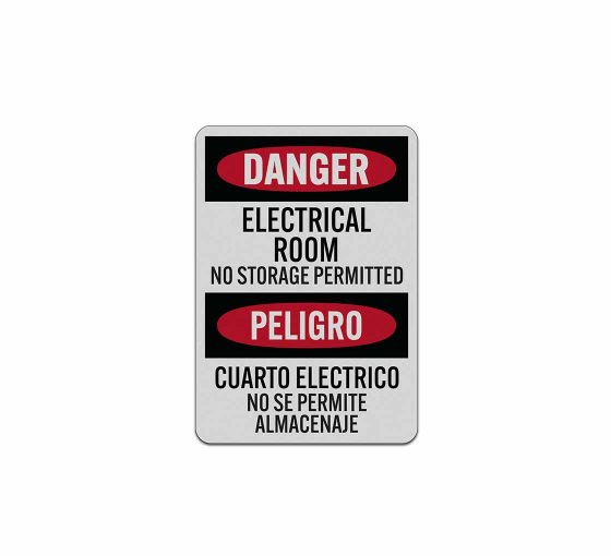 Bilingual OSHA Electrical Room Aluminum Sign (Reflective)