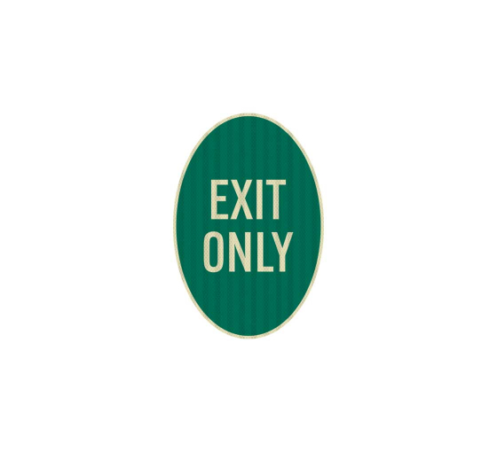 Oval Exit Only Parking Aluminum Sign (EGR Reflective)