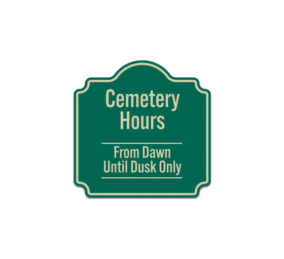 Cemetery Hours Aluminum Sign (Reflective)