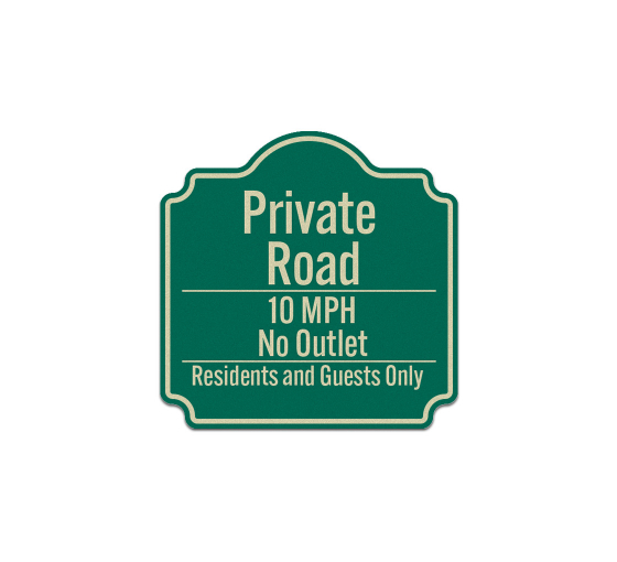 Private Road 10 Mph No Outlet Aluminum Sign Reflective
