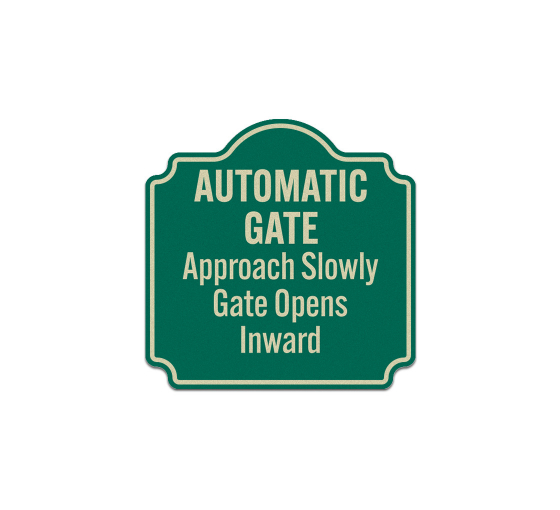 Automatic Gate Opens Inward Aluminum Sign (Reflective)