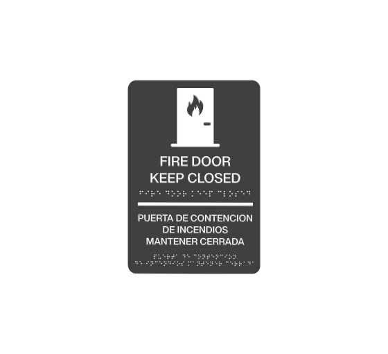 Bilingual In Case of Fire Braille Fire Door Keep Closed Braille Sign
