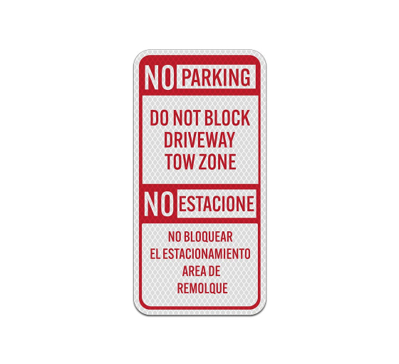 Bilingual No Parking Aluminum Sign (Diamond Reflective)