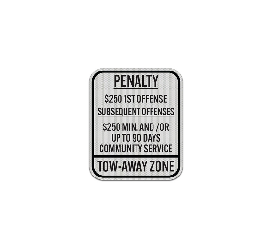 Penalty Tow Away Zone Aluminum Sign (HIP Reflective)