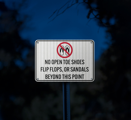 Policies / Regulations Sign - No Tennis Shoes Inside Water Shoes