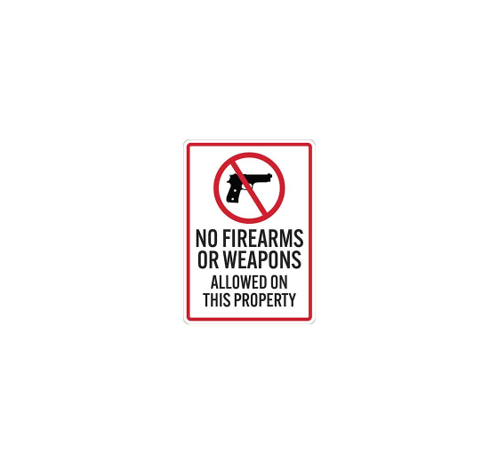 No Firearms Or Weapons Decal (Non Reflective)