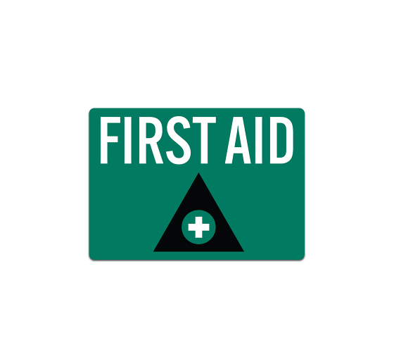 First Aid Cross On Triangle Decal (Non Reflective)