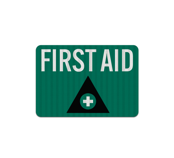 First Aid Cross On Triangle Aluminum Sign (EGR Reflective)