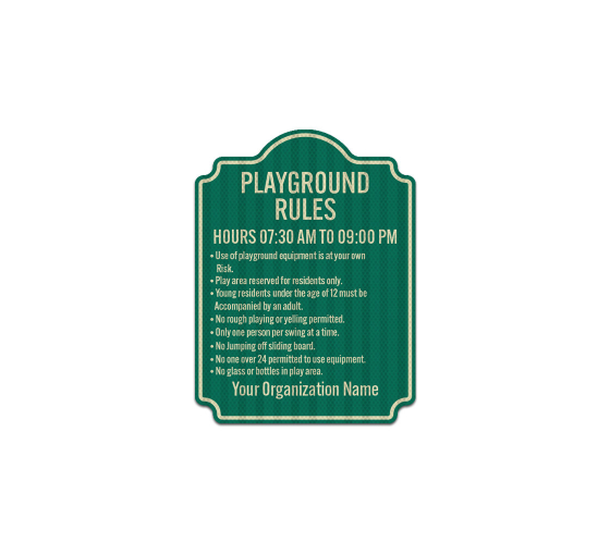 Custom Playground Rules Aluminum Sign (HIP Reflective)