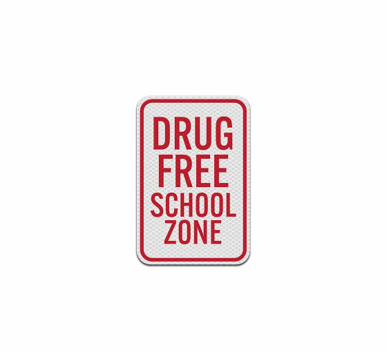 Drug Free School Zone Aluminum Sign (Diamond Reflective)