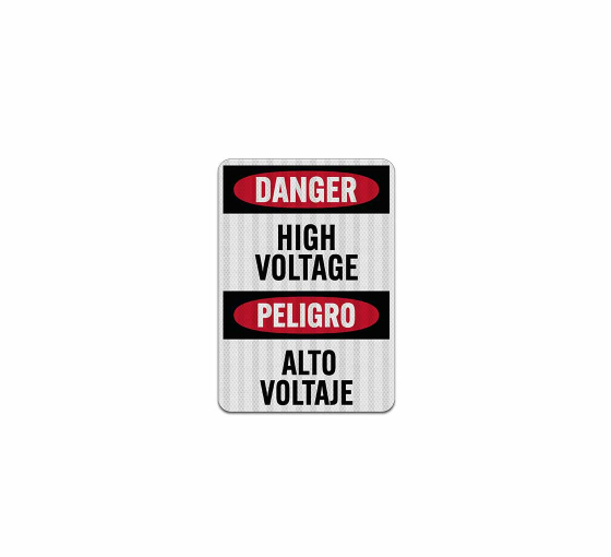Bilingual High Voltage Warning Aluminum Sign (EGR Reflective)