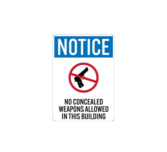 No Concealed Weapons Allowed In Building Decal (Non Reflective)