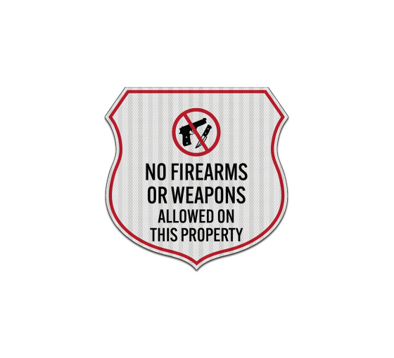 No Guns Shield Aluminum Sign (EGR Reflective)