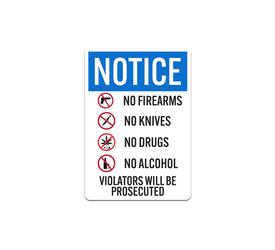 OSHA Notice No Firearms Decal (Non Reflective)