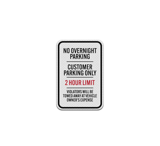 No Overnight Parking Aluminum Sign (Diamond Reflective)