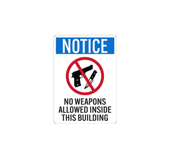 No Weapons Allowed Inside This Building Decal (Non Reflective)