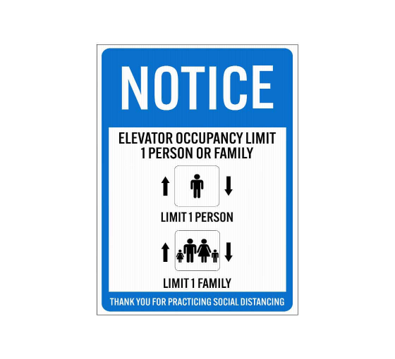 Elevator Social Distancing Corflute Sign (Non Reflective)