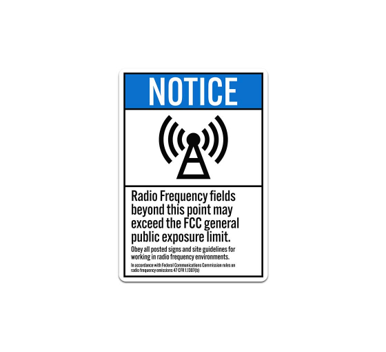ANSI Notice Radio Frequency Fields Decal (Non Reflective)