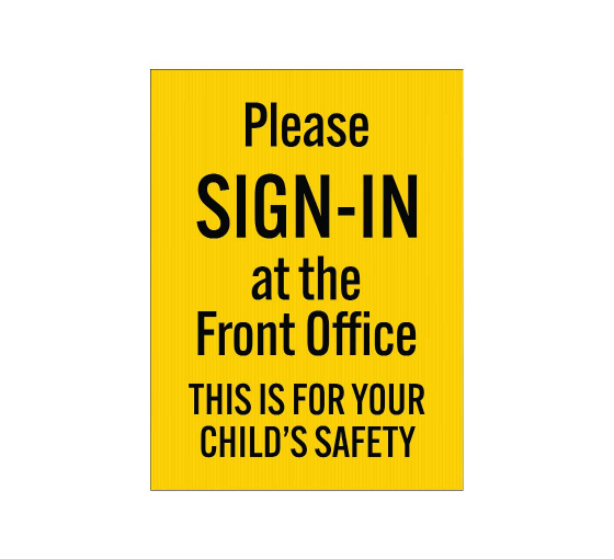 Please Sign In At The Front Office Corflute Sign (Reflective)