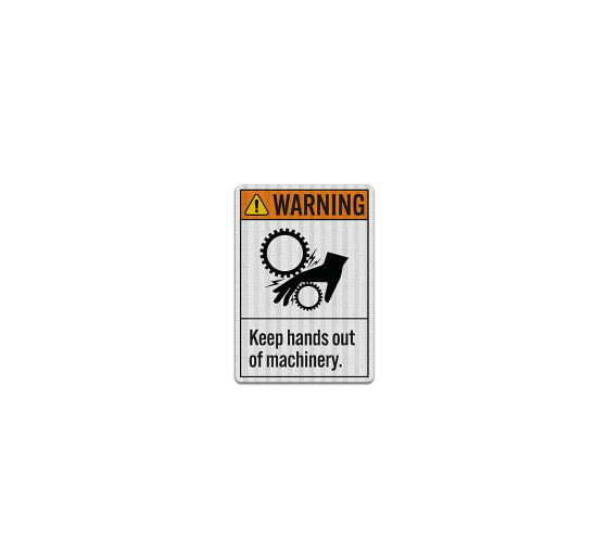 ANSI Warning Keep Hands Out Of Machinery Decal (EGR Reflective)