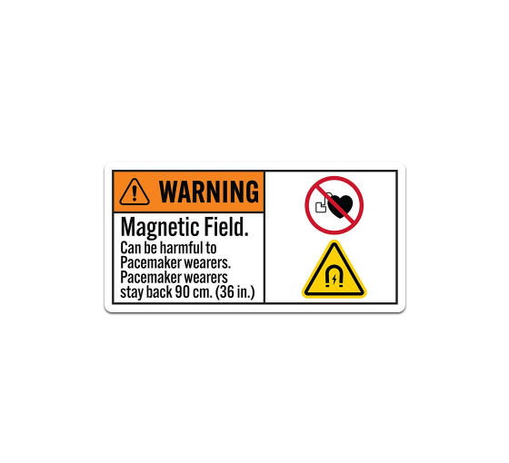 ANSI Warning Magnetic Field Can Be Harmful Decal (Non Reflective)