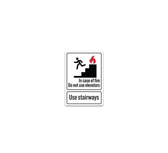 In Case Of Fire Use Stairways Decal (Non Reflective)