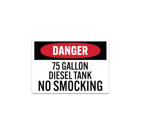 500 Gallon Diesel Tank No Smoking Decal (Non Reflective)