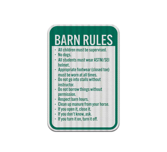 Barn Rules Aluminum Sign (HIP Reflective)