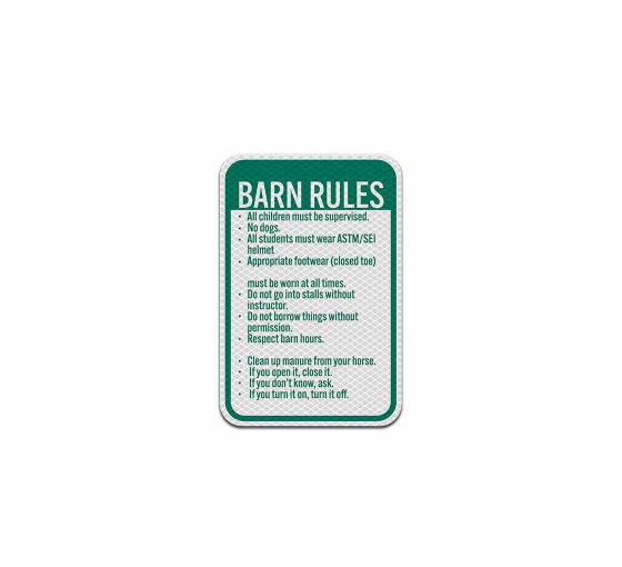 Barn Rules Aluminum Sign (Diamond Reflective)