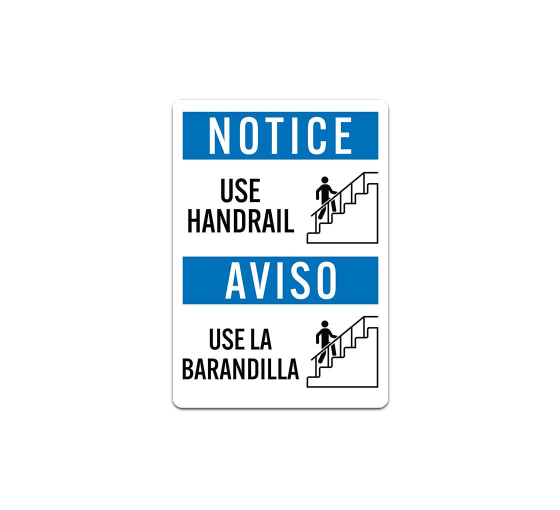Bilingual OSHA Notice Use Handrail Decal (Non Reflective)