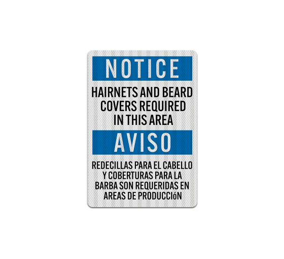 Bilingual OSHA Hairnets & Beard Covers Decal (EGR Reflective)