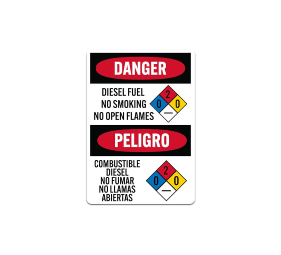 Bilingual Diesel Fuel No Smoking Decal (Non Reflective)