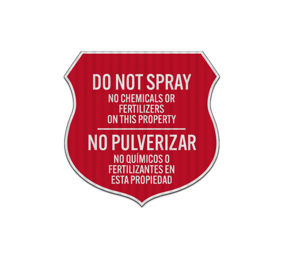 Bilingual No Chemicals Or Fertilizers Aluminum Sign (HIP Reflective)