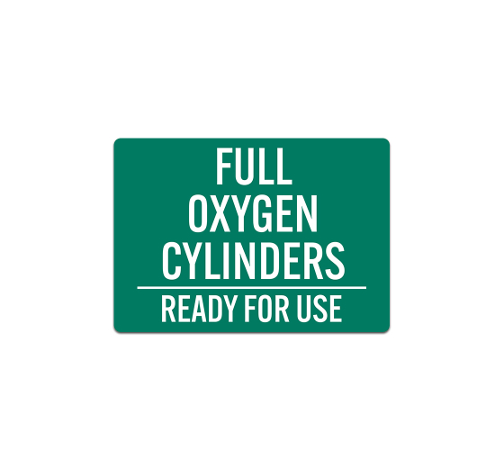 Gas Full Oxygen Cylinders Ready Use Decal (Non Reflective)