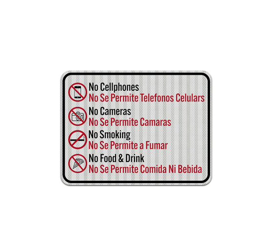 Bilingual Prohibitory No Cell Phones Aluminum Sign (HIP Reflective)