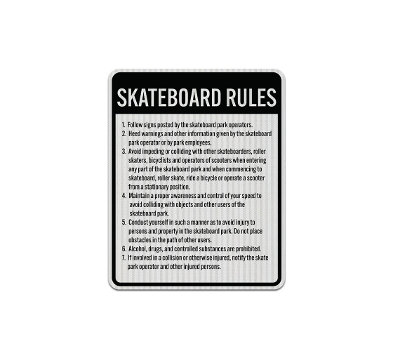 Nevada Skateboard Rules Aluminum Sign (EGR Reflective)