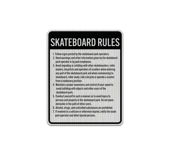 Nevada Skateboard Rules Aluminum Sign (HIP Reflective)