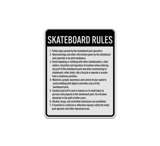 Nevada Skateboard Rules Aluminum Sign (Diamond Reflective)