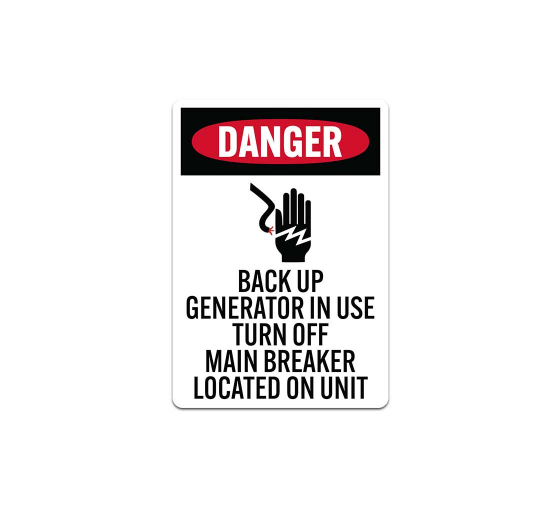 Back Up Generator In Use Decal (Non Reflective)