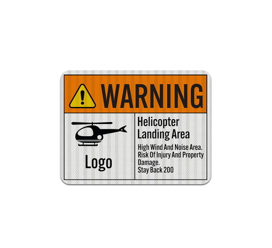 Custom Helicopter Landing Area High Wind Noise Aluminum Sign (EGR Reflective)