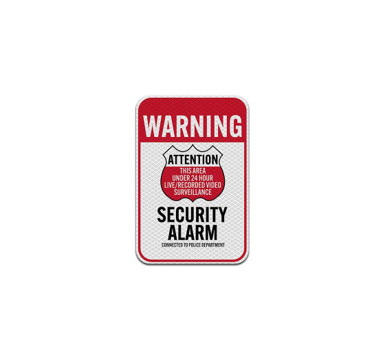 Security Alarm Warning Aluminum Sign (Diamond Reflective)