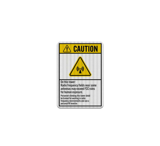ANSI Caution RF Hazard Aluminum Sign (EGR Reflective)