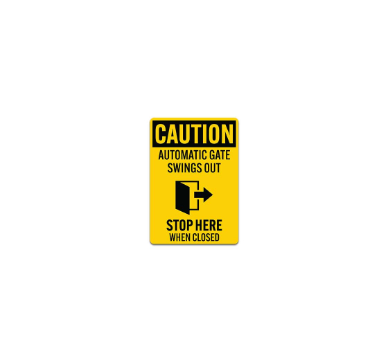 Caution Automatic Gate Swings Out Decal (Non Reflective)