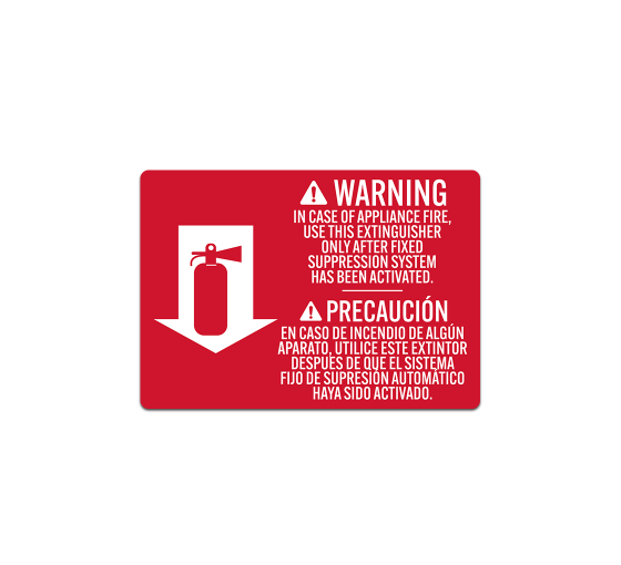 Bilingual Fire Extinguisher Instruction Decal (Non Reflective)