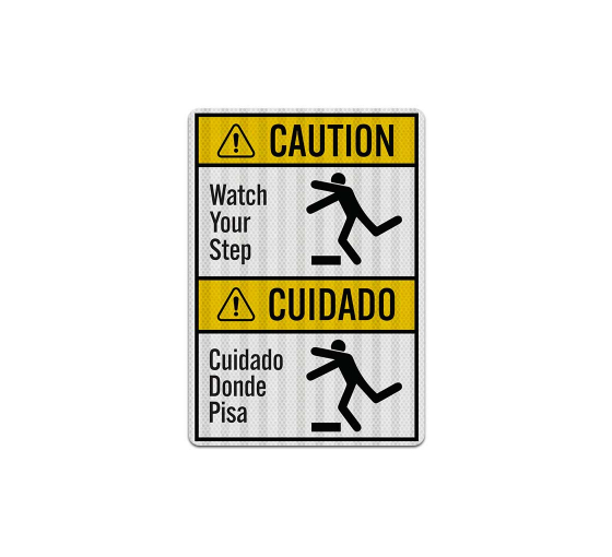 Bilingual ANSI Watch Your Step Decal (EGR Reflective)