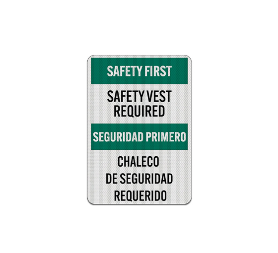 Bilingual OSHA Safety First  Aluminum Sign (EGR Reflective)